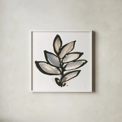Bold Leaves III by Chris Paschke. Shown in a crisp white glass frame for a clean and minimalist style. Available as an archival giclee rolled canvas, fine art paper, or poster print. SKU 92779a.