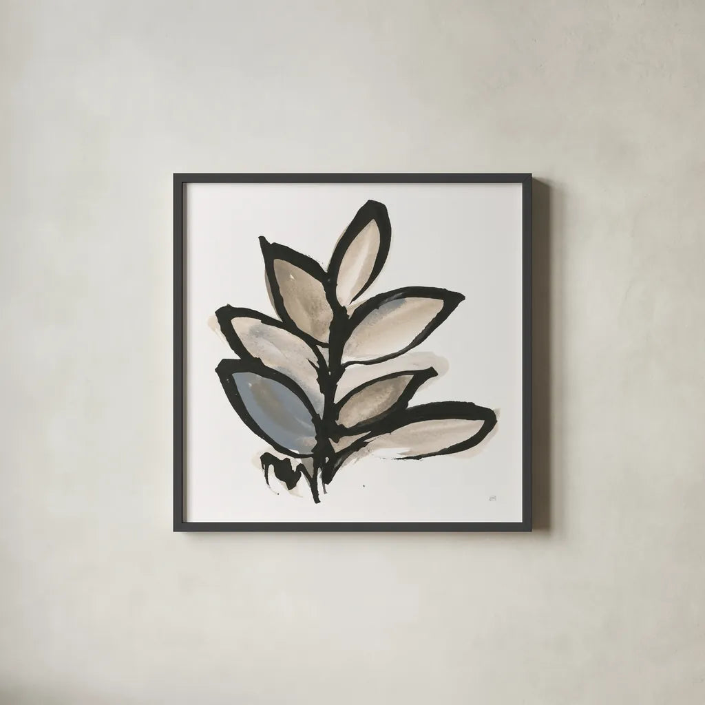Bold Leaves IV by Chris Paschke. Shown in a sleek black glass frame for a contemporary gallery look. Available as an archival giclee rolled canvas, fine art paper, or poster print. SKU 92780a.