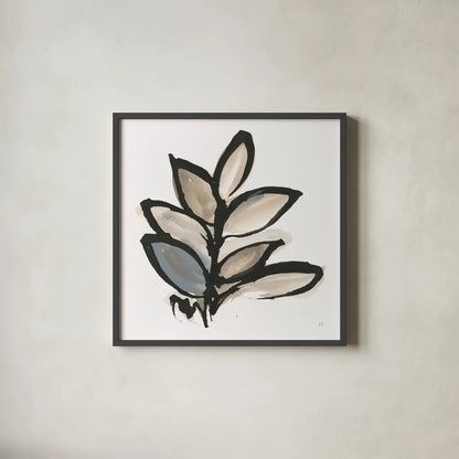 Bold Leaves IV by Chris Paschke. Shown in a sleek black glass frame for a contemporary gallery look. Available as an archival giclee rolled canvas, fine art paper, or poster print. SKU 92780a.