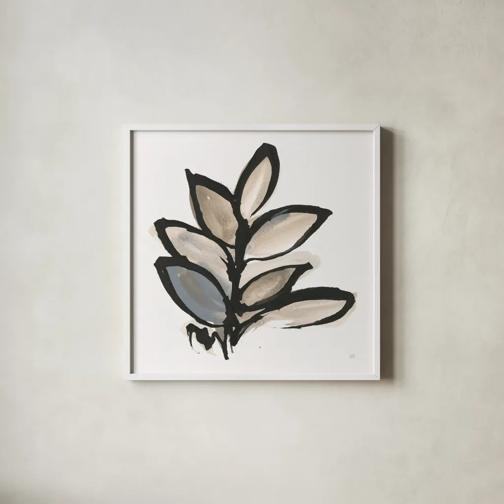 Bold Leaves IV by Chris Paschke. Shown in a crisp white glass frame for a clean and minimalist style. Available as an archival giclee rolled canvas, fine art paper, or poster print. SKU 92780a.