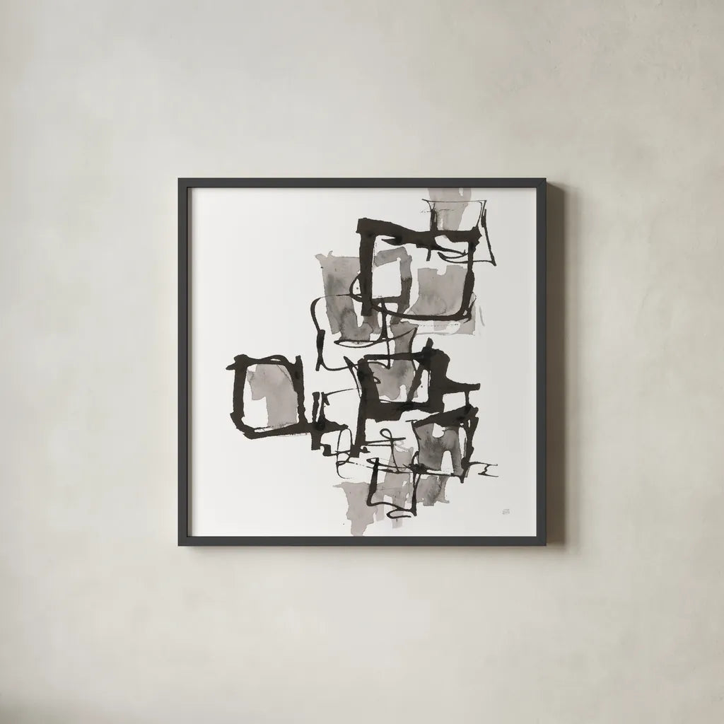 Boxed In I by Chris Paschke. Shown in a sleek black glass frame for a contemporary gallery look. Available as an archival giclee rolled canvas, fine art paper, or poster print. SKU 66203a.