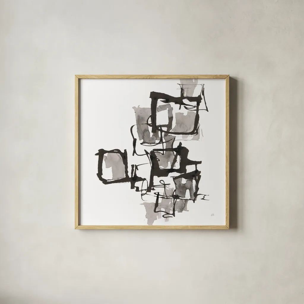 Boxed In I by Chris Paschke. Shown in a natural wood glass frame for a timeless modern aesthetic. Available as an archival giclee rolled canvas, fine art paper, or poster print. SKU 66203a.