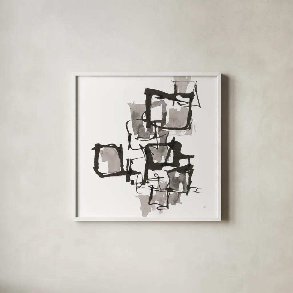 Boxed In I by Chris Paschke. Shown in a crisp white glass frame for a clean and minimalist style. Available as an archival giclee rolled canvas, fine art paper, or poster print. SKU 66203a.