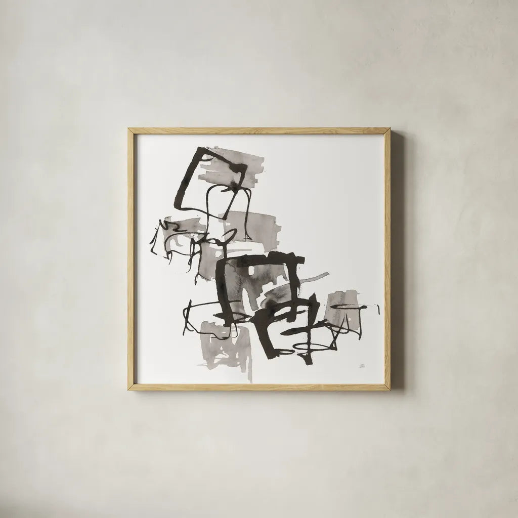 Boxed In II by Chris Paschke. Shown in a natural wood glass frame for a timeless modern aesthetic. Available as an archival giclee rolled canvas, fine art paper, or poster print. SKU 66204a.