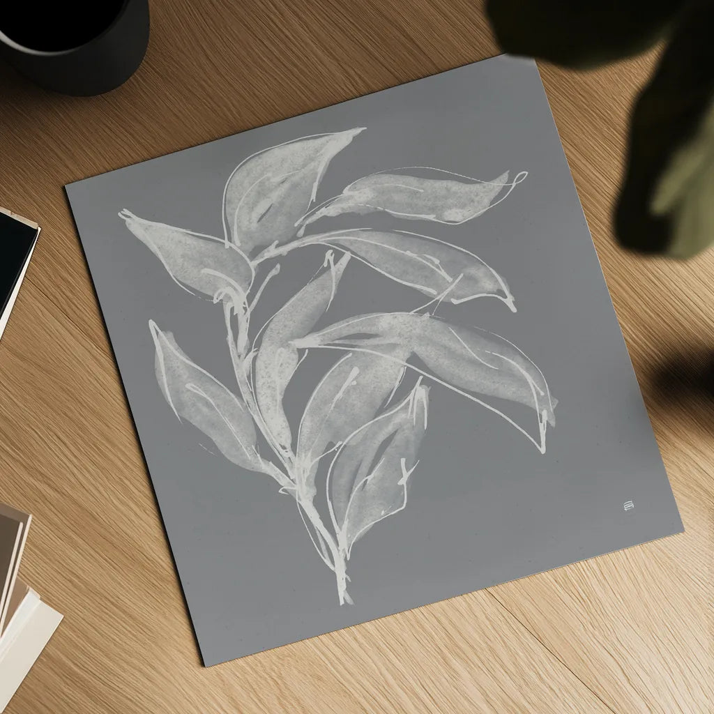 Branch I Gray by Chris Paschke. Shown as a detailed flat fine art print, highlighting archival giclee quality. Available as an archival giclee rolled canvas, fine art paper, or poster print. SKU 80482a.