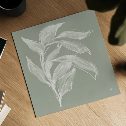 Branch I Sage by Chris Paschke. Shown as a detailed flat fine art print, highlighting archival giclee quality. Available as an archival giclee rolled canvas, fine art paper, or poster print. SKU 80483a.