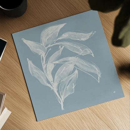 Branch I Slate Blue by Chris Paschke. Shown as a detailed flat fine art print, highlighting archival giclee quality. Available as an archival giclee rolled canvas, fine art paper, or poster print. SKU 80484a.