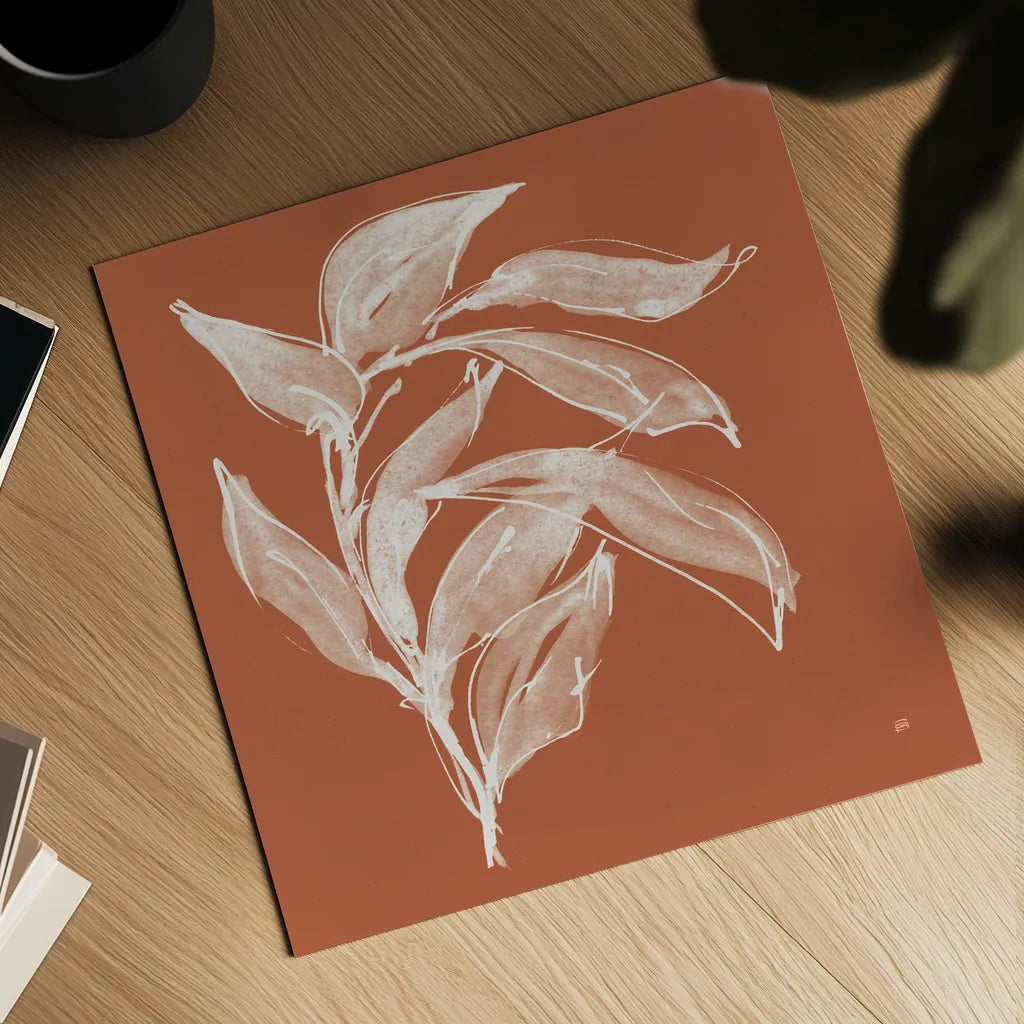 Branch I Terracotta by Chris Paschke. Shown as a detailed flat fine art print, highlighting archival giclee quality. Available as an archival giclee rolled canvas, fine art paper, or poster print. SKU 80485a.