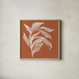 Branch I Terracotta by Chris Paschke. Shown in a natural wood glass frame for a timeless modern aesthetic. Available as an archival giclee rolled canvas, fine art paper, or poster print. SKU 80485a.
