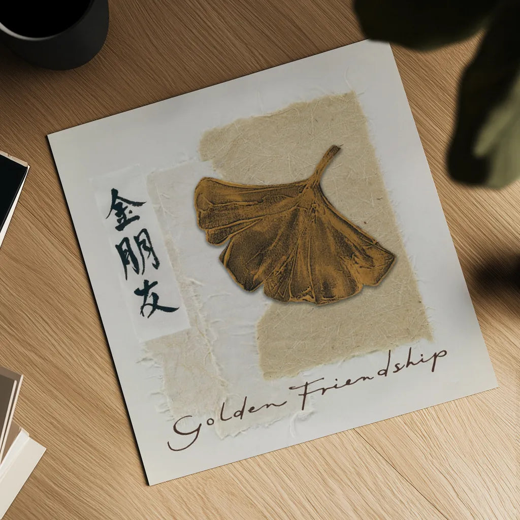 Bronze Leaf I - Golden Friendship by Chris Paschke. Shown as a detailed flat fine art print, highlighting archival giclee quality. Available as an archival giclee rolled canvas, fine art paper, or poster print. SKU 36627a.