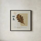 Bronze Leaf II Sacred Dreams by Chris Paschke. Shown in a sleek black glass frame for a contemporary gallery look. Available as an archival giclee rolled canvas, fine art paper, or poster print. SKU 36625a.