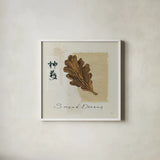 Bronze Leaf II Sacred Dreams by Chris Paschke. Shown in a crisp white glass frame for a clean and minimalist style. Available as an archival giclee rolled canvas, fine art paper, or poster print. SKU 36625a.