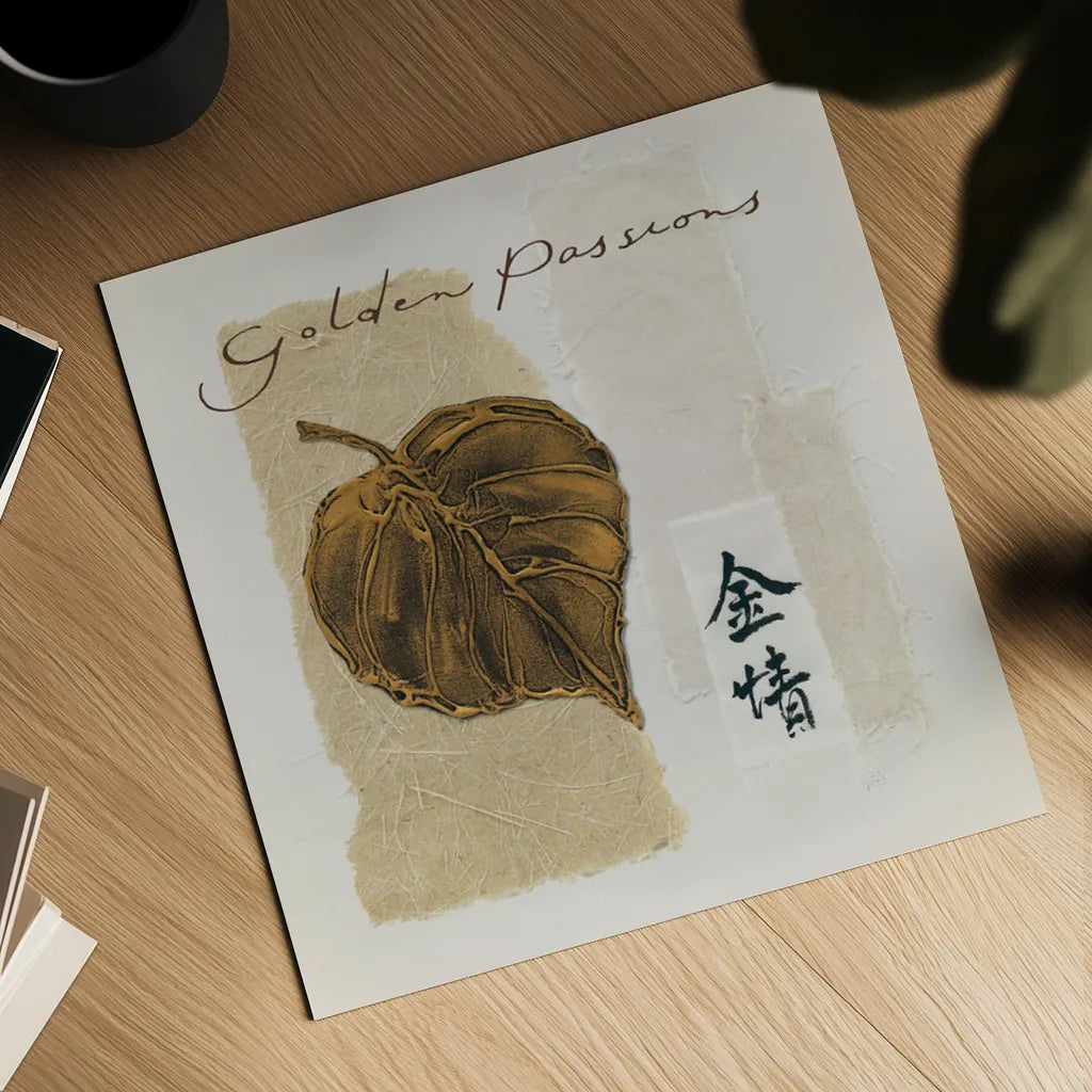 Bronze Leaf III - Golden Passions by Chris Paschke. Shown as a detailed flat fine art print, highlighting archival giclee quality. Available as an archival giclee rolled canvas, fine art paper, or poster print. SKU 36626a.