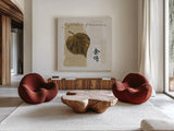 Bronze Leaf III - Golden Passions by Chris Paschke. Shown as extra-large giant wall art in a modern living room. Available as an archival giclee rolled canvas, fine art paper, or poster print. SKU 36626a.