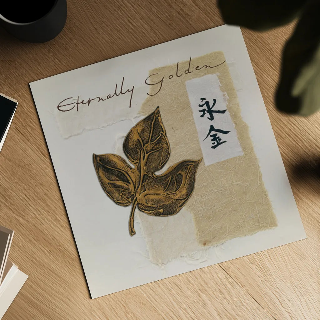 Bronze Leaf IV - Eternally Golden by Chris Paschke. Shown as a detailed flat fine art print, highlighting archival giclee quality. Available as an archival giclee rolled canvas, fine art paper, or poster print. SKU 36624a.