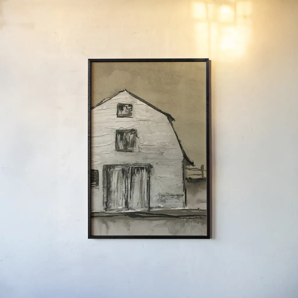 Brown Barn III by Chris Paschke. shown as a paper print in a black flame. Available as a archival giclee rolled canvas, fine art paper, or poster print. SKU 85029h.