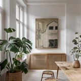 Brown Barn IV by Chris Paschke. shown as a print in a natural wood frame in a dining room. Available as a archival giclee rolled canvas, fine art paper, or poster print. SKU 85030h.