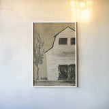 Brown Barn IV by Chris Paschke. shown as a paper print in a white frame. Available as a archival giclee rolled canvas, fine art paper, or poster print. SKU 85030h.