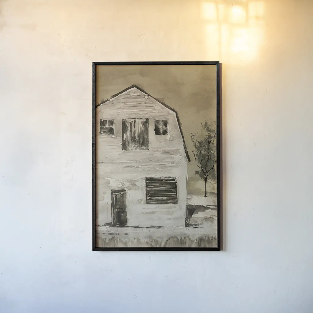 Brown Barn VI by Chris Paschke. shown as a paper print in a black flame. Available as a archival giclee rolled canvas, fine art paper, or poster print. SKU 85031h.