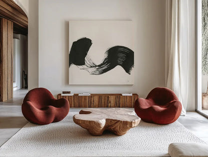 Brushed I by Chris Paschke. Shown as extra-large giant wall art in a modern living room. Available as an archival giclee rolled canvas, fine art paper, or poster print. SKU 79471a.
