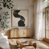 Brushed IV by Chris Paschke. Shown in a natural wood frame in a cozy modern living room. Available as an archival giclee rolled canvas, fine art paper, or poster print. SKU 79474a.