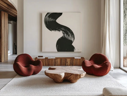 Brushed IV by Chris Paschke. Shown as extra-large giant wall art in a modern living room. Available as an archival giclee rolled canvas, fine art paper, or poster print. SKU 79474a.