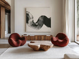 Brushed V by Chris Paschke. Shown as extra-large giant wall art in a modern living room. Available as an archival giclee rolled canvas, fine art paper, or poster print. SKU 79475a.