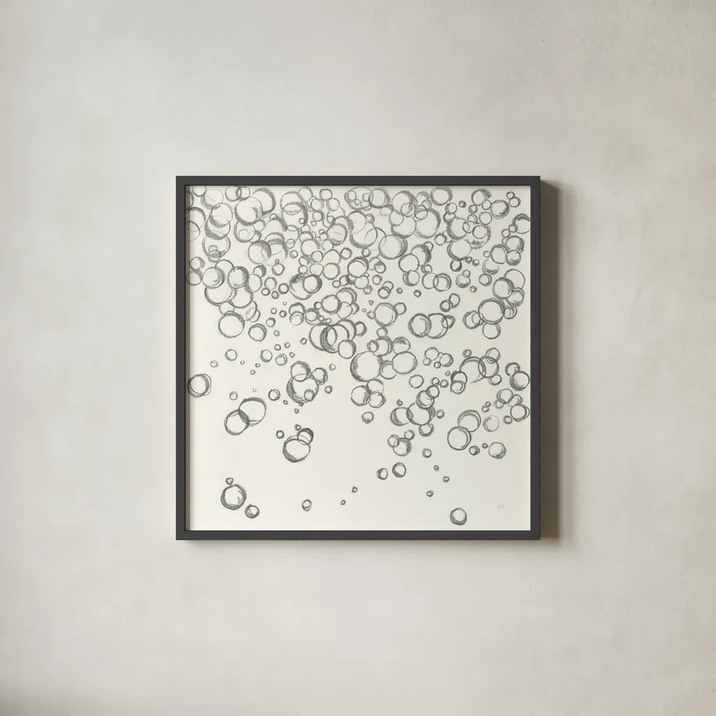 Bubbles I by Chris Paschke. Shown in a sleek black glass frame for a contemporary gallery look. Available as an archival giclee rolled canvas, fine art paper, or poster print. SKU 41833a.