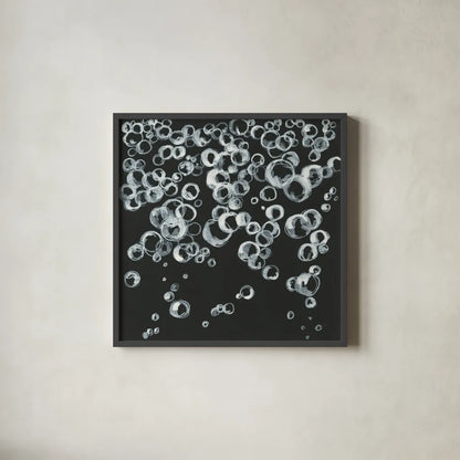 Bubbles II by Chris Paschke. Shown in a sleek black glass frame for a contemporary gallery look. Available as an archival giclee rolled canvas, fine art paper, or poster print. SKU 41834a.