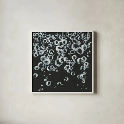 Bubbles II by Chris Paschke. Shown in a crisp white glass frame for a clean and minimalist style. Available as an archival giclee rolled canvas, fine art paper, or poster print. SKU 41834a.
