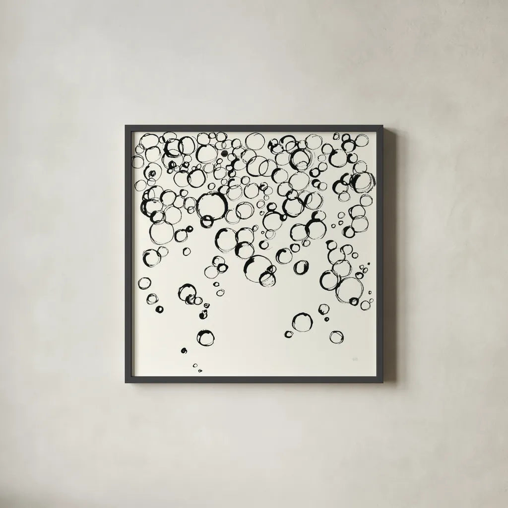 Bubbles III by Chris Paschke. Shown in a sleek black glass frame for a contemporary gallery look. Available as an archival giclee rolled canvas, fine art paper, or poster print. SKU 41835a.
