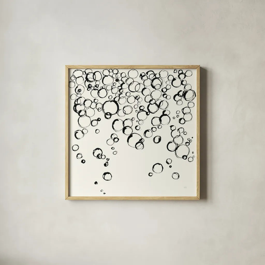 Bubbles III by Chris Paschke. Shown in a natural wood glass frame for a timeless modern aesthetic. Available as an archival giclee rolled canvas, fine art paper, or poster print. SKU 41835a.