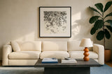 Bubbles IV by Chris Paschke. Displayed in a glass frame with matte in a clean modern living room. Available as an archival giclee rolled canvas, fine art paper, or poster print. SKU 41836a.