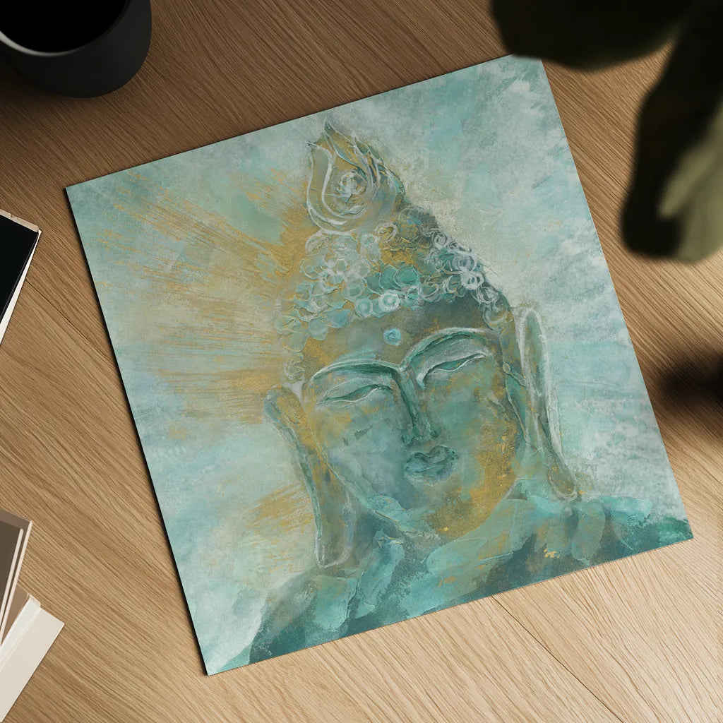 Buddha Bright I by Chris Paschke. Shown as a detailed flat fine art print, highlighting archival giclee quality. Available as an archival giclee rolled canvas, fine art paper, or poster print. SKU 48022a.