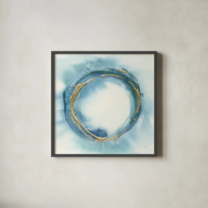 Buddha Enso by Chris Paschke. Shown in a sleek black glass frame for a contemporary gallery look. Available as an archival giclee rolled canvas, fine art paper, or poster print. SKU 48029a.