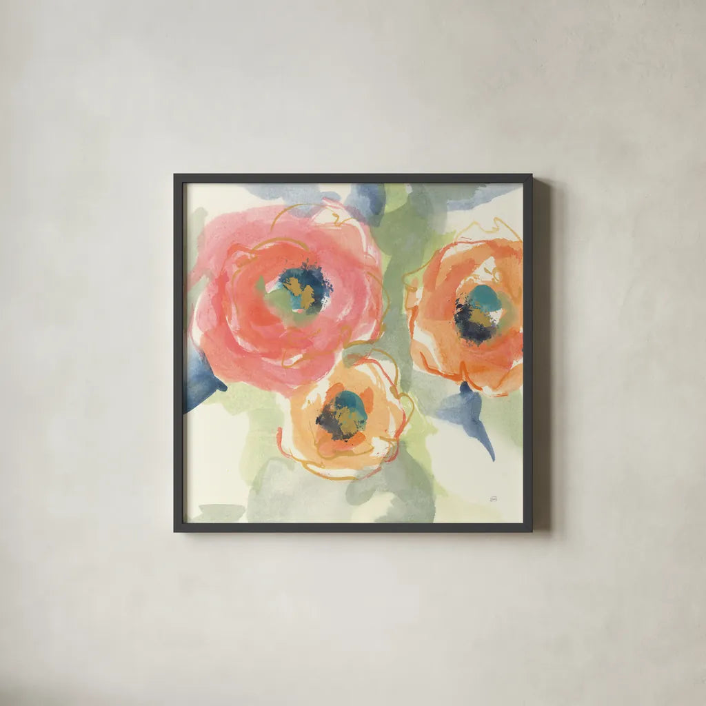 Buttercup II by Chris Paschke. Shown in a sleek black glass frame for a contemporary gallery look. Available as an archival giclee rolled canvas, fine art paper, or poster print. SKU 45471a.