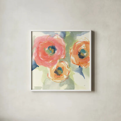 Buttercup II by Chris Paschke. Shown in a crisp white glass frame for a clean and minimalist style. Available as an archival giclee rolled canvas, fine art paper, or poster print. SKU 45471a.