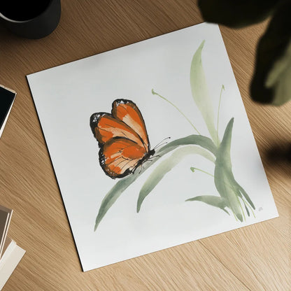 Butterfly Orange II by Chris Paschke. Shown as a detailed flat fine art print, highlighting archival giclee quality. Available as an archival giclee rolled canvas, fine art paper, or poster print. SKU 100069a.