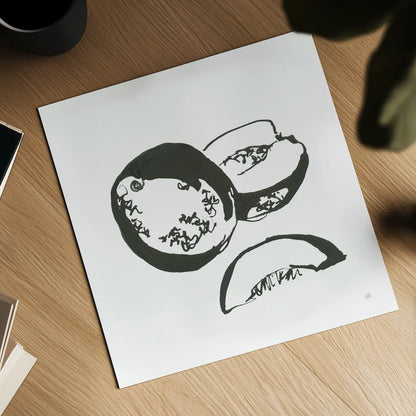 Cantaloupe II BW by Chris Paschke. Shown as a detailed flat fine art print, highlighting archival giclee quality. Available as an archival giclee rolled canvas, fine art paper, or poster print. SKU 64212a.