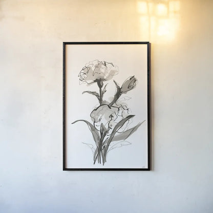 Carnation II by Chris Paschke. shown as a paper print in a black flame. Available as a archival giclee rolled canvas, fine art paper, or poster print. SKU 74371h.
