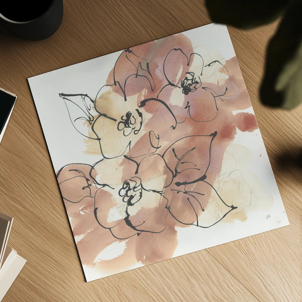 Cashmere Florals I by Chris Paschke. Shown as a detailed flat fine art print, highlighting archival giclee quality. Available as an archival giclee rolled canvas, fine art paper, or poster print. SKU 75928a.