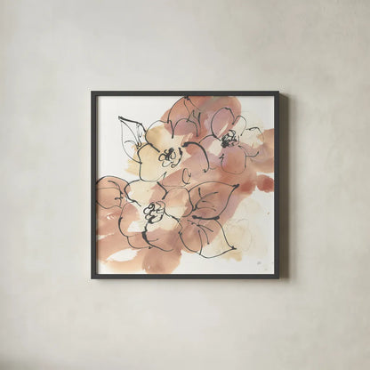 Cashmere Florals I by Chris Paschke. Shown in a sleek black glass frame for a contemporary gallery look. Available as an archival giclee rolled canvas, fine art paper, or poster print. SKU 75928a.
