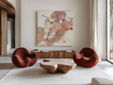 Cashmere Florals I by Chris Paschke. Shown as extra-large giant wall art in a modern living room. Available as an archival giclee rolled canvas, fine art paper, or poster print. SKU 75928a.