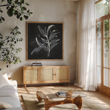Chalkboard Branch I by Chris Paschke. Shown in a natural wood frame in a cozy modern living room. Available as an archival giclee rolled canvas, fine art paper, or poster print. SKU 73071a.