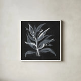 Chalkboard Branch II by Chris Paschke. Shown in a crisp white glass frame for a clean and minimalist style. Available as an archival giclee rolled canvas, fine art paper, or poster print. SKU 73072a.