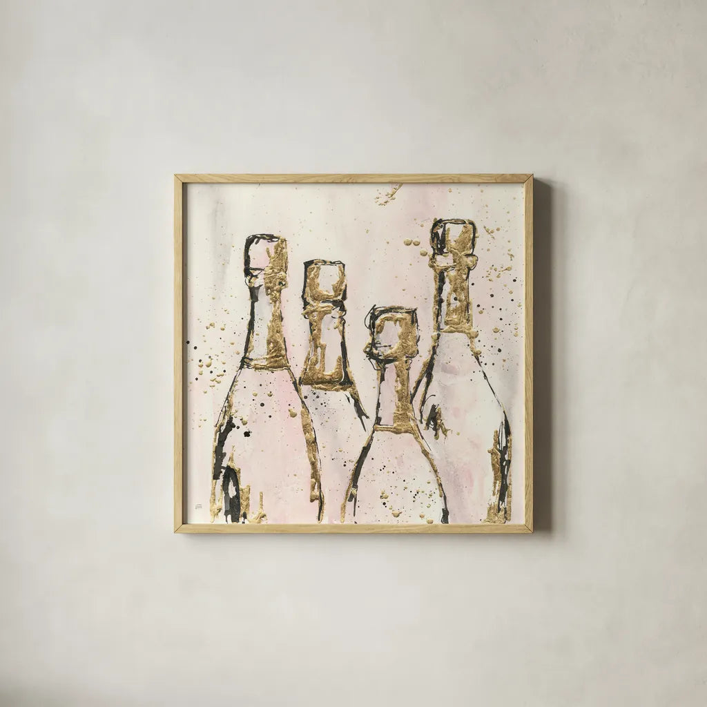 Champagne is Grand I by Chris Paschke. Shown in a natural wood glass frame for a timeless modern aesthetic. Available as an archival giclee rolled canvas, fine art paper, or poster print. SKU 49448a.