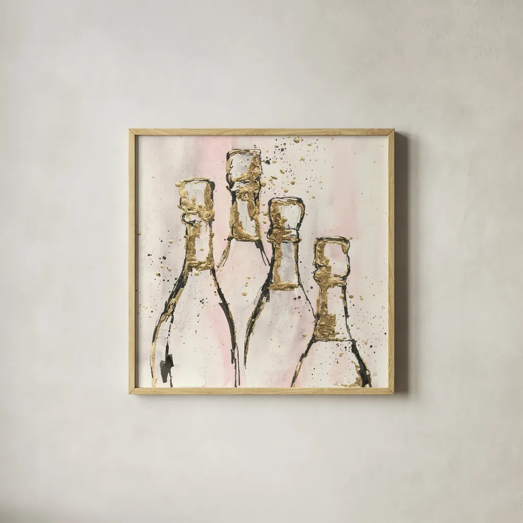 Champagne is Grand II by Chris Paschke. Shown in a natural wood glass frame for a timeless modern aesthetic. Available as an archival giclee rolled canvas, fine art paper, or poster print. SKU 49449a.