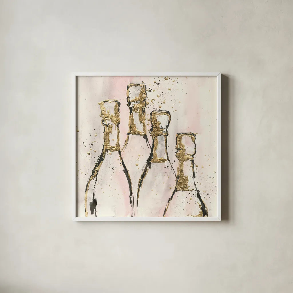 Champagne is Grand II by Chris Paschke. Shown in a crisp white glass frame for a clean and minimalist style. Available as an archival giclee rolled canvas, fine art paper, or poster print. SKU 49449a.