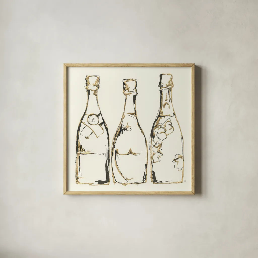 Champagne is Grand III by Chris Paschke. Shown in a natural wood glass frame for a timeless modern aesthetic. Available as an archival giclee rolled canvas, fine art paper, or poster print. SKU 49450a.