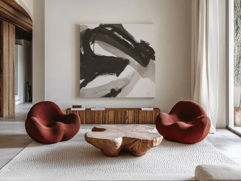 Chaos II by Chris Paschke. Shown as extra-large giant wall art in a modern living room. Available as an archival giclee rolled canvas, fine art paper, or poster print. SKU 71866a.